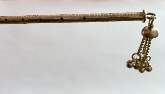 Flûte Bansuri Lord Krishna En Argent Pur 925 - Longueur 6 Pouces, Fait Main En Inde, Neuf Sans Emballage