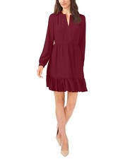 Vince Camuto Women’s Ruched Flounce Dress, Merlot, X-Large