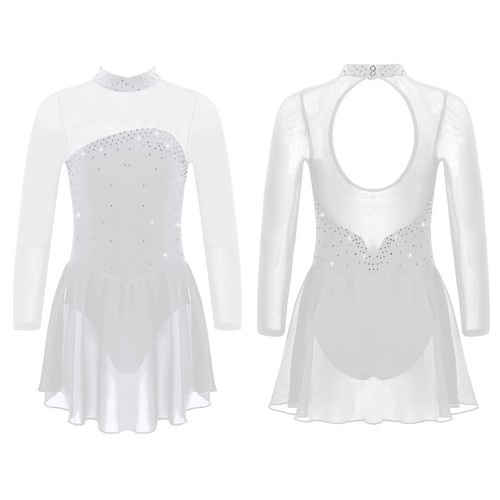 Kids Girls Ballet Dance Dress Long Sleeves Figure Ice Skating Leotard AU - Picture 10 of 34