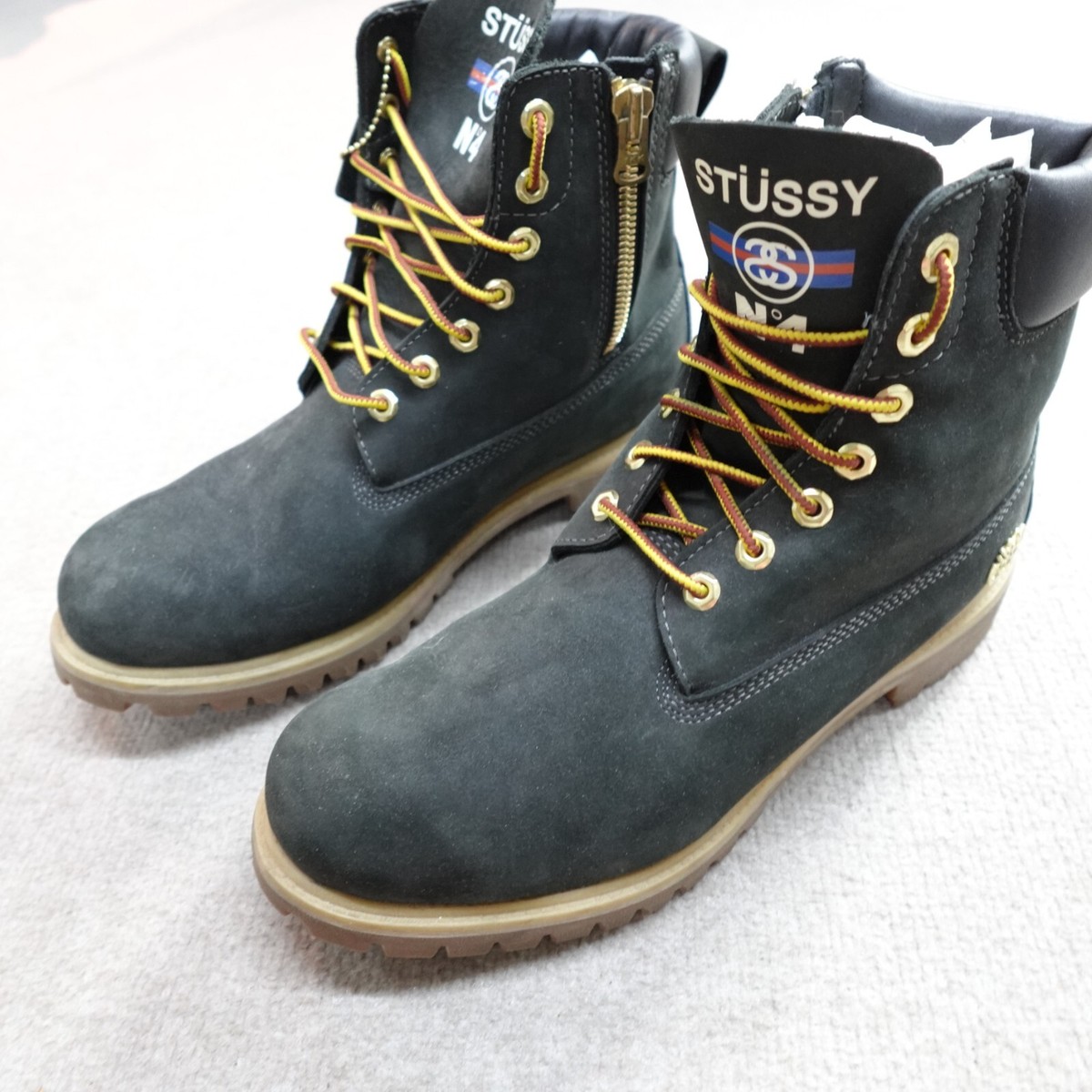 Timberland Stussy Boots 12 Black Suede Side Zip | eBay