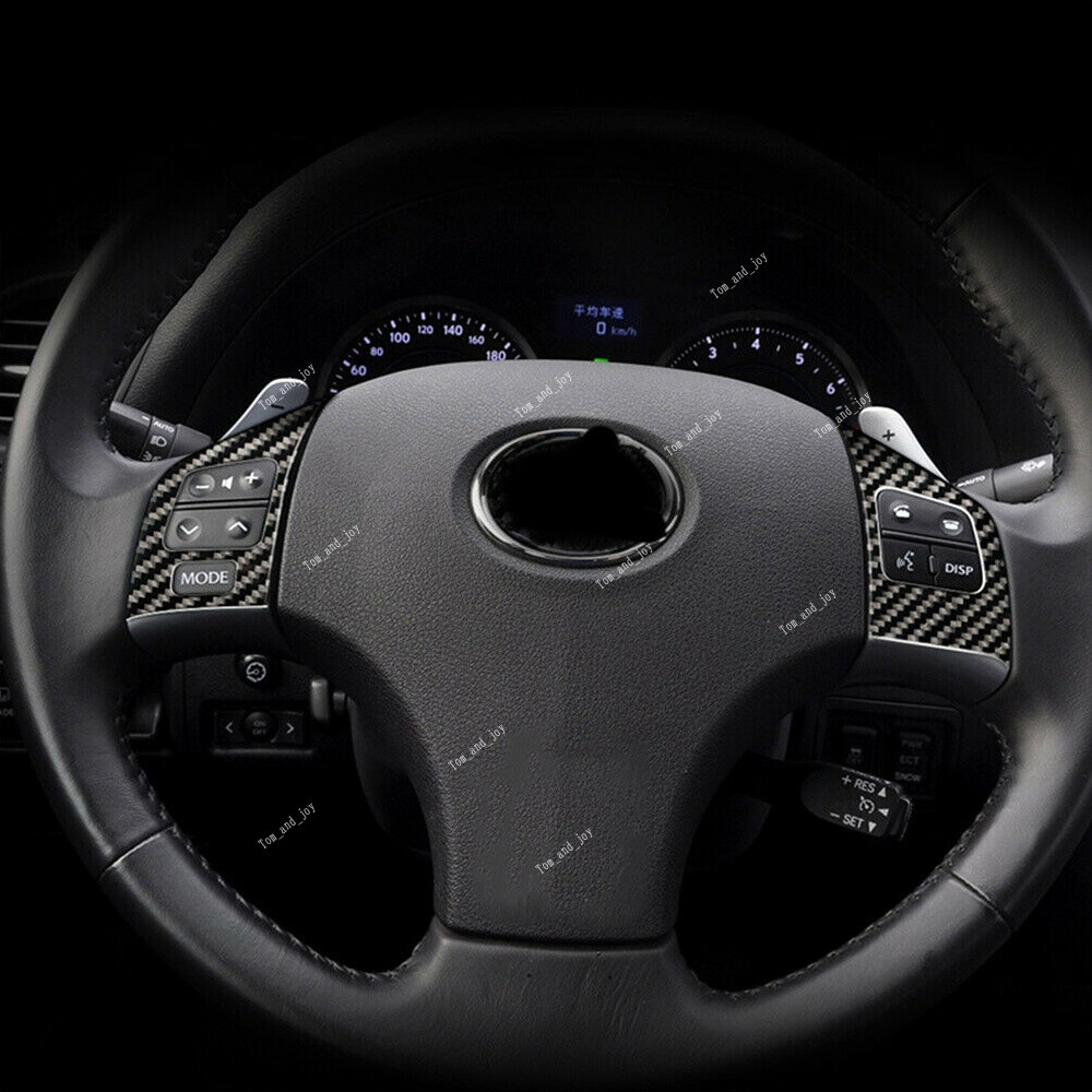 2Pcs Steering Wheel Button Cover Carbon Fiber For Lexus IS250 IS300