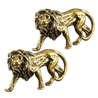 2pcs brass lion statues Retro Mini Lion Models lion statue home