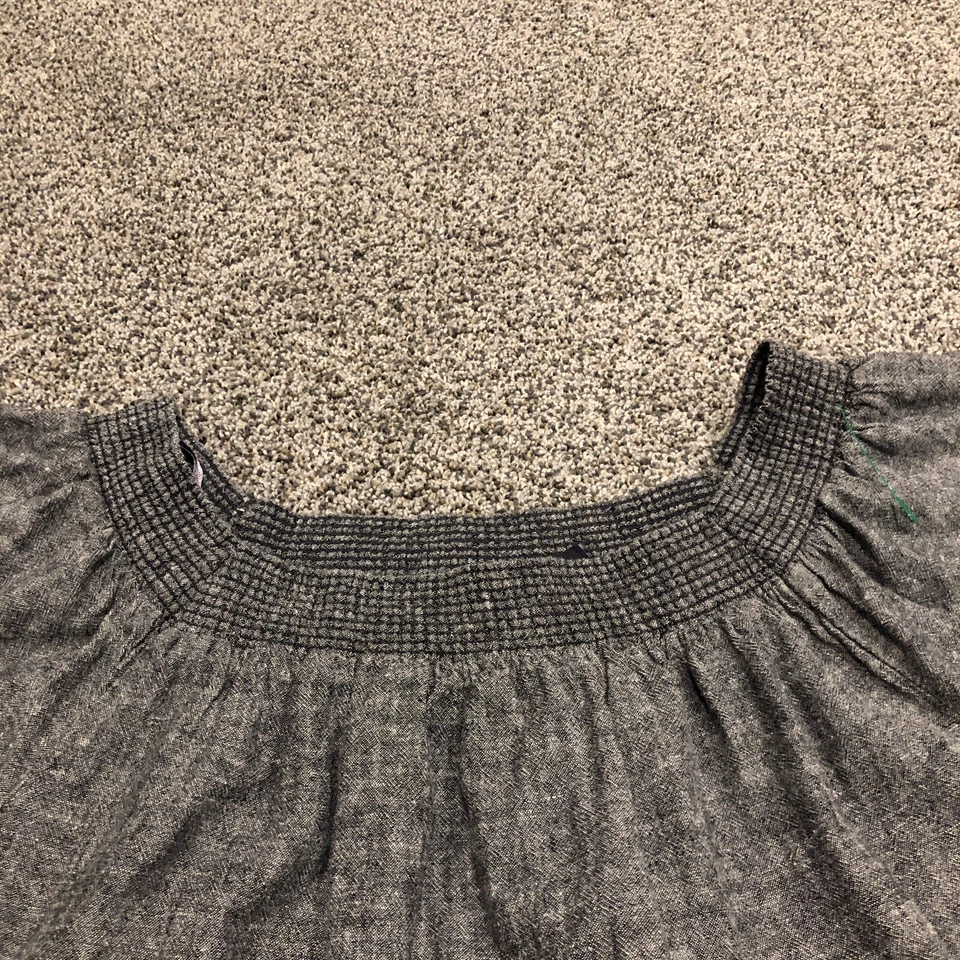 Camisa Gap Mujer Pequeña Gris Lino Cuello Redondo Informal Bolsillos Damas Foto 2 de 4