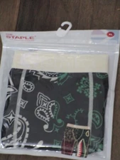 ETHIKA THE STAPLE BOMBER PAISLEY GREEN BOXER BRIEFS  SIZE XL