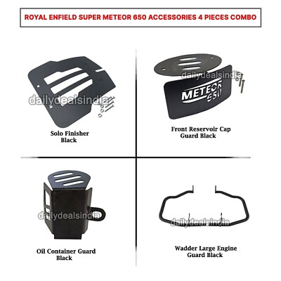 Für Royal Enfield Super Meteor 650 Schwarze Zubehör 4 PCS Combo