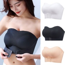 Strapless Bra Push Up Bra Underwear Invisible Bra Lingerie Solid Front Buckle //