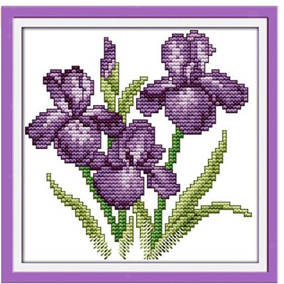 COKYIS Kreuzstich-Set „Blumen“, Vorgedruckt – 11CT, 40x50 Cm, Inkl. Garn & Zubehör, Für Anfänger