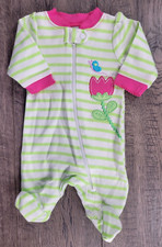 Baby Girl Garanimals Preemie Green Butterfly Flower Footed Outfit
