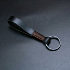 Handmade Real Leather Cowhide Rope Car Keychain Metal Keyring Gift Accessories