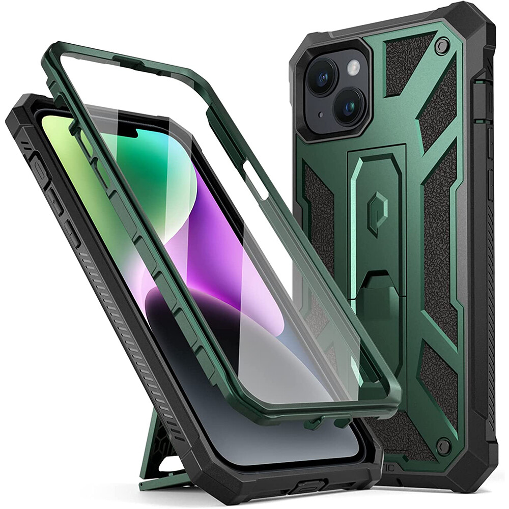 For iPhone 14 Case with Screen Protector, Rugged Cover w/Stand