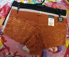 3 NEW PRIMA VALENTINA PLUS SIZE 841035X RUST/BG LACE BOYSHORT PANTIES 3X