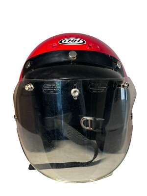 Vintage Red THH T-380 Motorcycle Open Faced Helmet Visor DOT 90's