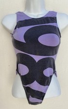 Awesome Vintage 80s 1984 Carushka Body Wear S High Cut Leotard Purple