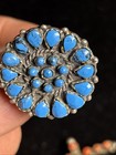 Vintage Zuni Native American Turquoise Petit Point Cluster Sterling Silver Ring — photo 10
