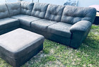 Gray Fabric Sectional Sofa 2-Piece w/ Ottoman, Cushions, Pillow Top Arms — photo 1