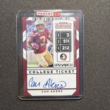 2020 Contenders CAM AKERS #116 College Ticket RC AUTO - FLORIDA STATE FOOTBALL 