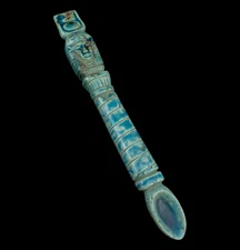 Authentic Ancient Egyptian Antique Spoon With Symbol Of Goddess Hathor Amulet BC
