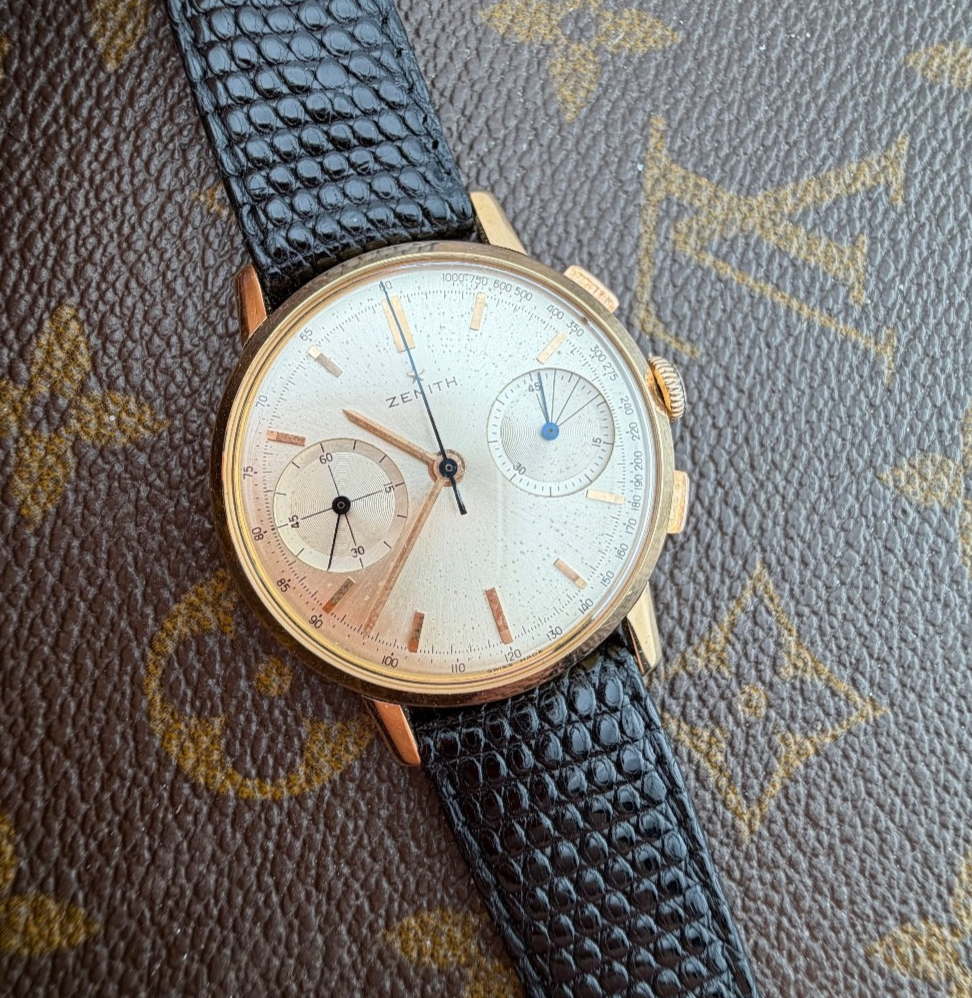 Zenith Chronograph Calibre 146 D Yellow Gold Case Rare Condition Men Swiss Made