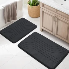 Bath Rugs Set, 2 Piece Soft Memory Foam Non Slip Bath Mats, Machine Washable ...