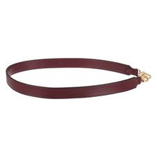38 Inch Leather Purse Strap, 1 Inch Wide Strap with Gold Buckles, Dark Brown Red