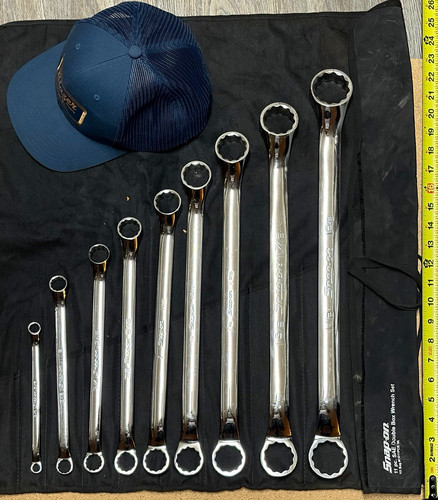 Snap-on XB Series 9 pc Large SAE Double Box Offset Wrench Set w/ Tool Roll