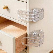 4 Baby Drawer Locks Clear, Upgraded Child Latch for Corner Cabinet Side Furnit