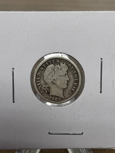 1905-S BARBER silver U.S. dime. Solid VG 90% Silver