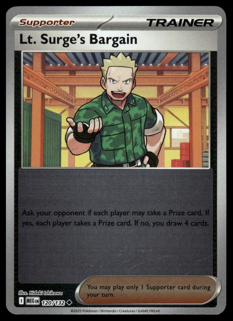 Lt. Surge's Bargain ME01: Mega Evolution #120/132 Reverse Holo NM