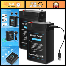 2 Pack 6V 6Ah LiFePO4 Rechargeable Lithium Battery with USB Charge, 2000 Cycles