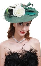 Tea Party Hats Fascinators for Women Derby Headpiece Peacock One Size Green
