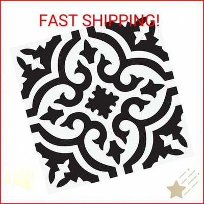 FloorPops Black Parma Peel & Stick Floor Tiles, FP3828