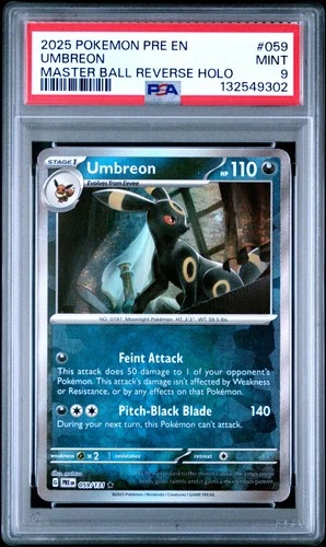 2025 POKEMON PRE EN-PRISMATIC EVOLUTIONS MASTER BALL REVERSE HOLO UMBREON PSA 9