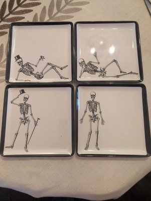 4piece novogratz  Plates Skeleton theme Grateful Dead