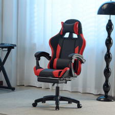 Computer Gaming Chair Racing Style Lumbar Support Adjustable Footrest & Headrest
