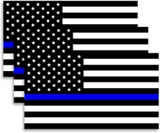 Thin Blue Line American Flag 3-pack Usa Vinyl Decal Car Bumper Sticker 3x5 Thin Blue Line American Flag 3-pack Usa Vinyl Decal Car Bumper Sticker 3x5