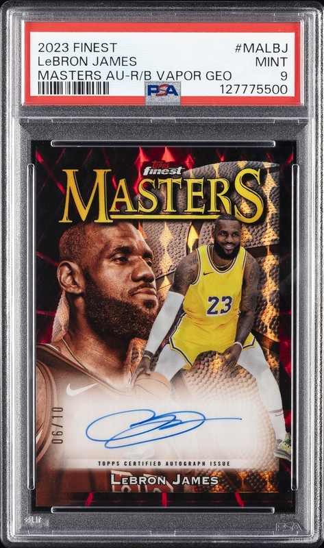 2023 TOPPS FINEST MASTERS AUTOS #MALBJ LEBRON JAMES 6/10 PSA 9
