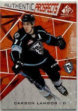 Carson Lambos Rookie 2021-22 Upper Deck SP Game Used CHL #68 Orange /499 Wild
