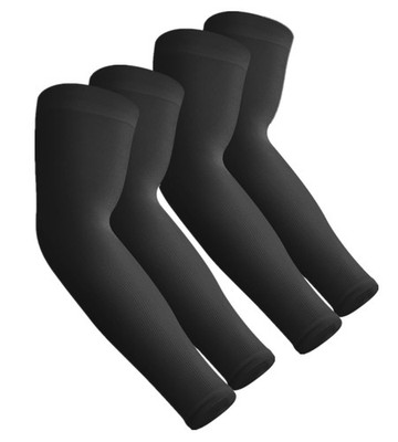 Aegend 2 Pairs Sun Protection Cooling Arm Sleeves - One Size, 2 - Black