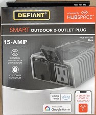 Defiant Smart Wi-Fi Bluetooth Outdoor Plug w/ 2 Outlet Black 15A 120V HPPA52CWB