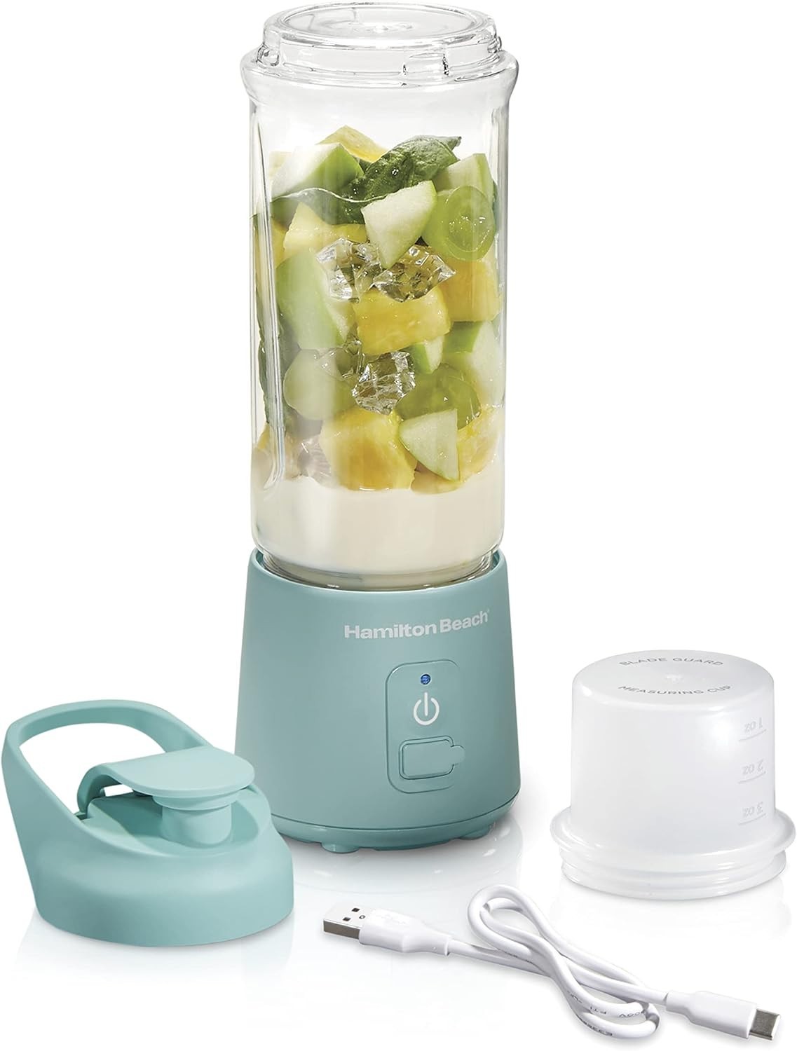 Hamilton Beach 16oz Mini Cordless Blender USB Rechargeable Blue NEW/DAMAGED BOX