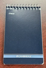 MEAD CAMBRIDGE Writing Pad 3" x 5" Small Memo Book Wirebound Notebook 70 Sheet