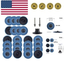 24 Pcs 2 inch Roll Lock Flap Discs with 1/4" Holder Die Grinder Accessories T...