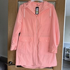 M&S Hooded Jacket Womens Size UK 12 Peach Raincoat Coat Stormwear BNWT RRP £55