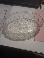Vintage Clear Glass Serving Platter Oval Dish, 12-inch