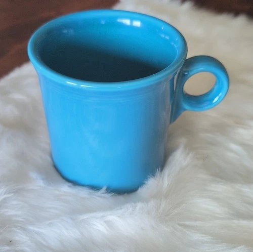 Fiesta Blue Ceramic Coffee Mug With Handle Glossy Round USA