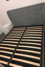 King Size Light Grey Ottoman Bed Frame with Storage