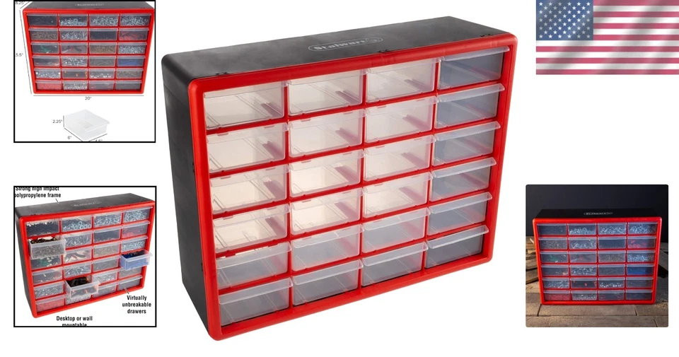 Red Plastic Drawer Organizer - 24 Compartments - Image 2 of 4