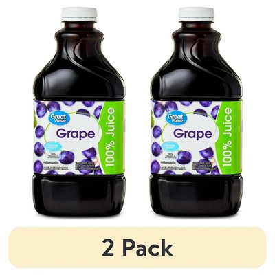 (2 pack) Great Value 100% Concord Grape Juice, 64 fl oz New..