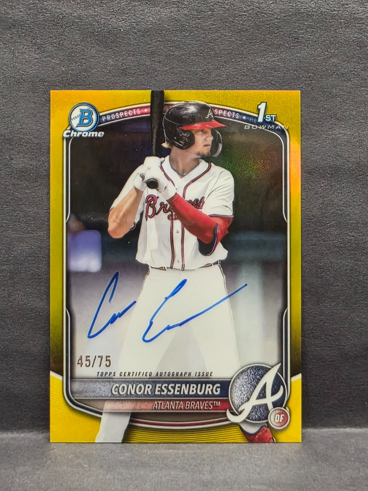 CONOR ESSENBURG - 2025 Bowman Draft - Chrome Yellow 1st Auto /75 #CPA-CE Braves