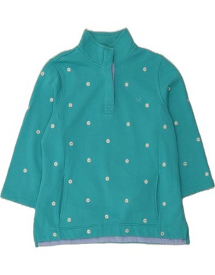 Crew Clothing Damen 3/4-Arm Sweatshirt Pullover UK 16 Large blau Blumen DI06